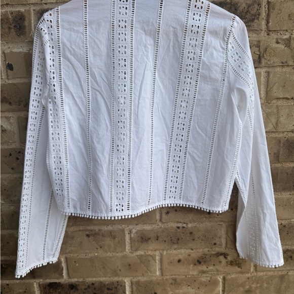 Zara White Eyelet Women's Top size Small - Picture 4 of 10